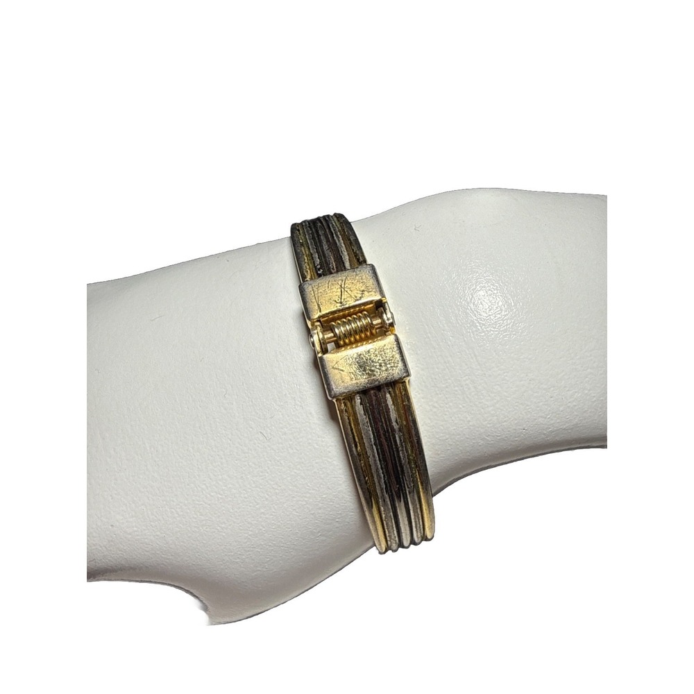 Vintage Mixed Metal Tones Layered Cuff Bracelet J20-13 - Picture 4 of 4